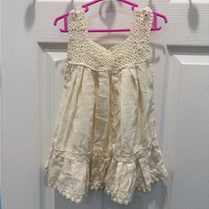 Cream Crocheted Smock Mexican Toddler Dress, 12-18M